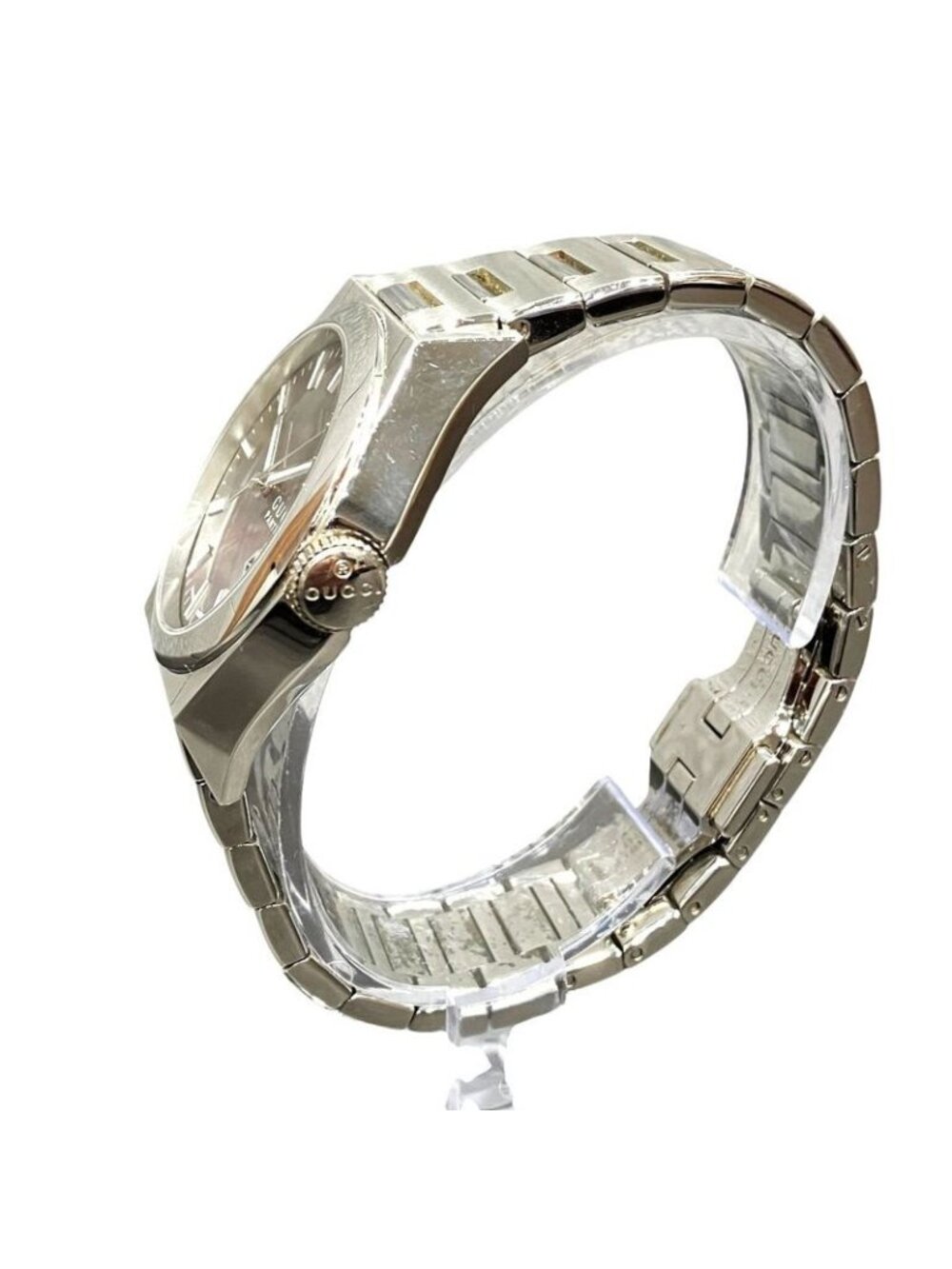 Gucci Pantheon Watch Ss Quartz Black Shell Dial View 2